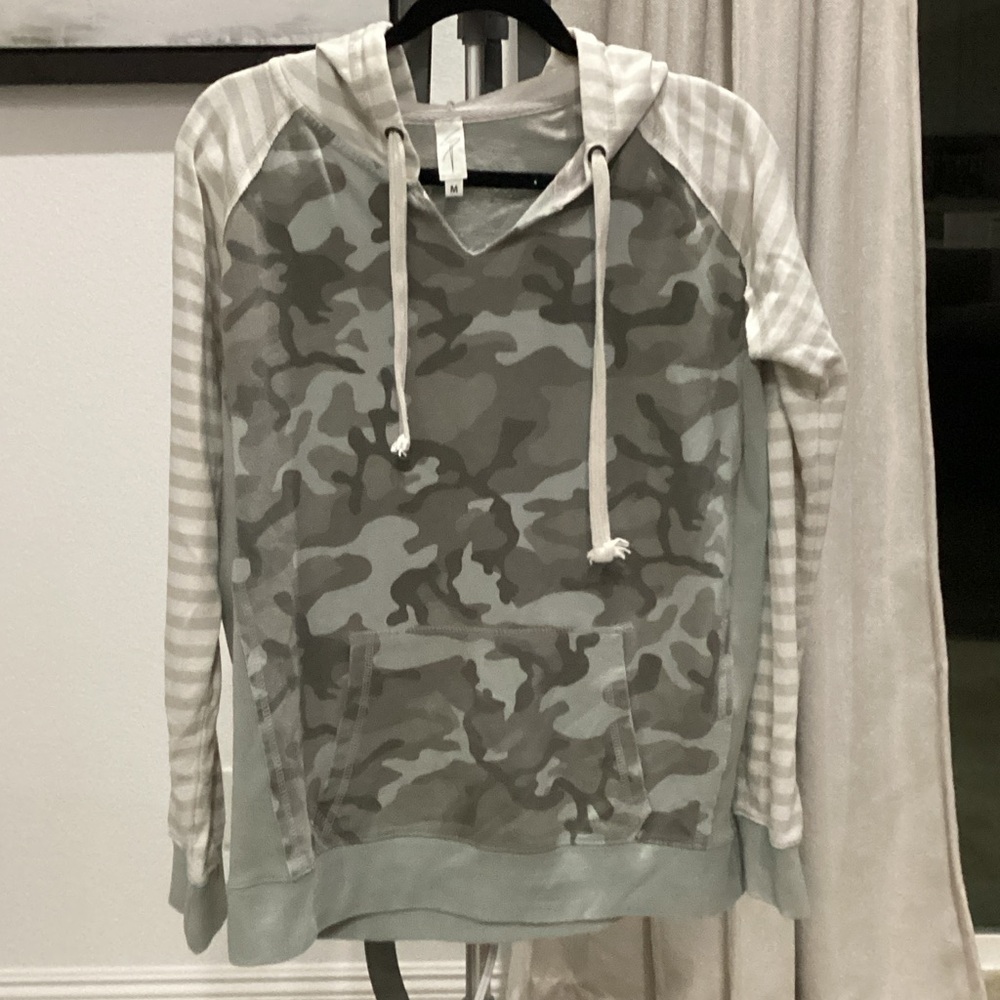 Sew In Love Gray and White Hoodie